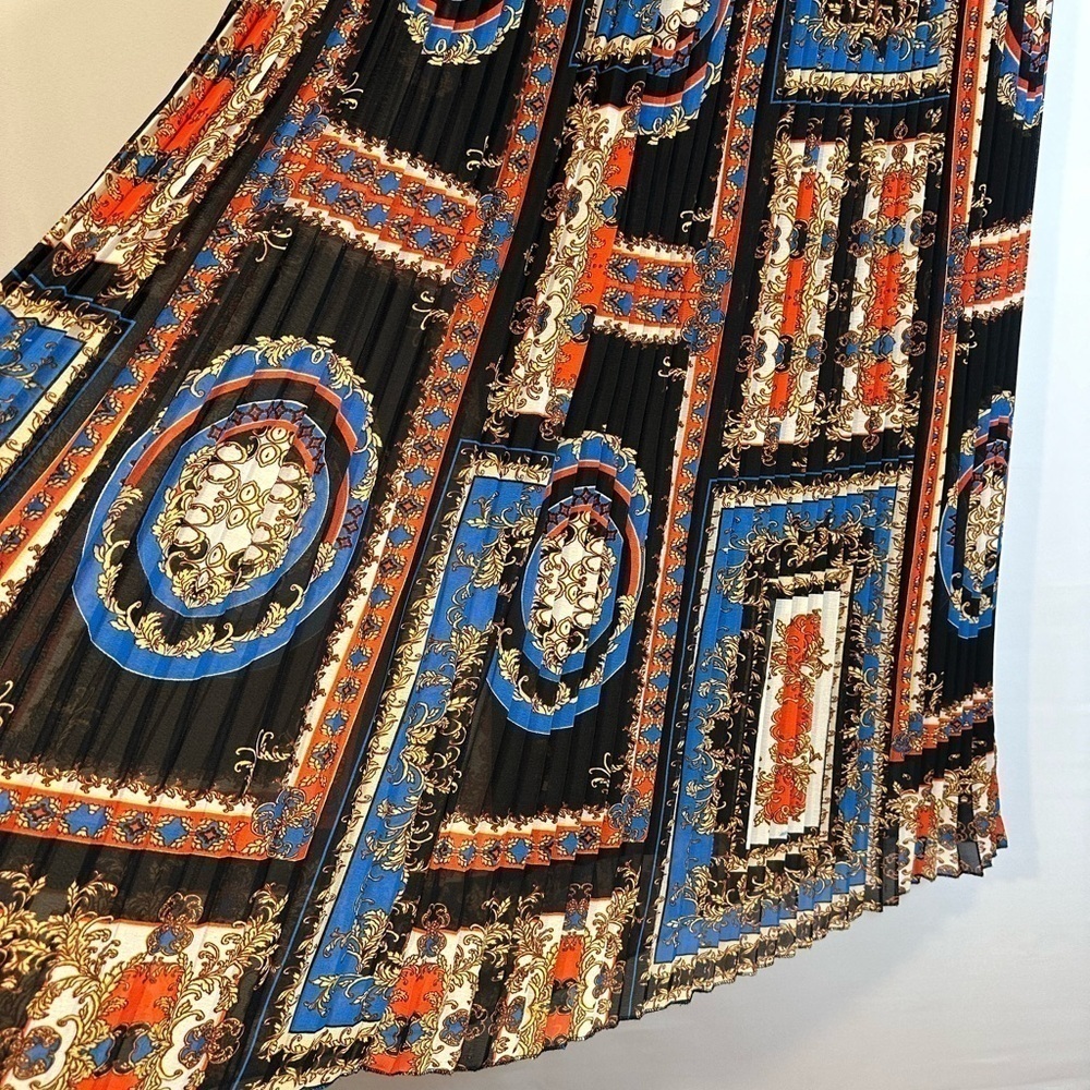 Truly 4 You Maxi Skirt Pleated Retro Elastic Waistband Fully Lined Size M NWOT - Picture 2 of 16